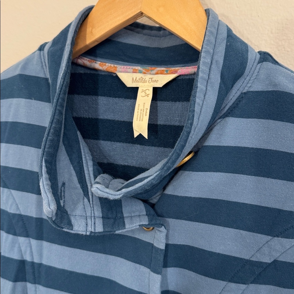 Matilda Jane Fall Breeze blue striped peacoat Button Front,Pockets Size Small - Picture 7 of 7